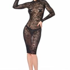 PATRICE CATANZARO Edgy Dresses Azia Maori Dress Fetish Dresses | Black Mesh