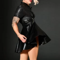 PATRICE CATANZARO Edgy Dresses Colette Wetlook Pleated Dress