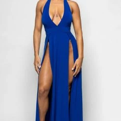PATRICE CATANZARO Edgy Dresses Isabella Blue Lycra Dress