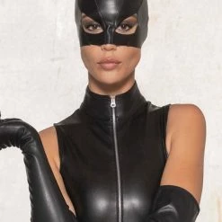 PATRICE CATANZARO Mask + Hoods Small Faux Leather Mask Cat