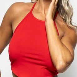PATRICE CATANZARO Fetish Tops Trefle Top Lycra Red