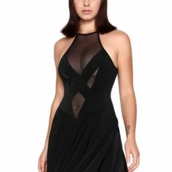 PATRICE CATANZARO Edgy Dresses Clementina Mesh Dress Fetish Dresses | Black Mesh