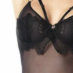 PATRICE CATANZARO Bodysuits Lady Sheer Bodysuit | Black Mesh -PATRICE CATANZARO Shop lady sheer bodysuit black mesh lingerie separates impudique sexyshoescom 4 grande