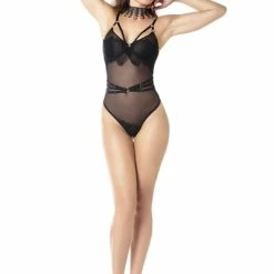 PATRICE CATANZARO Bodysuits Lady Sheer Bodysuit | Black Mesh -PATRICE CATANZARO Shop lady sheer bodysuit black mesh lingerie separates impudique sexyshoescom 8 grande