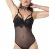 PATRICE CATANZARO Bodysuits Lady Sheer Bodysuit | Black Mesh -PATRICE CATANZARO Shop lady sheer bodysuit black mesh lingerie separates impudique sexyshoescom grande