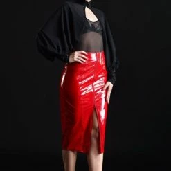 PATRICE CATANZARO Fetish Skirts Ornella Vinyl Skirt | Red Vinyl