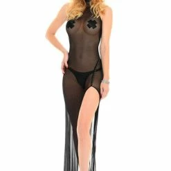 PATRICE CATANZARO Edgy Dresses Poussycat Edgy Long Dress | Black Mesh -PATRICE CATANZARO Shop poussycat edgy long dress black mesh fetish dresses patrice catanzaro sexyshoescom 4 grande
