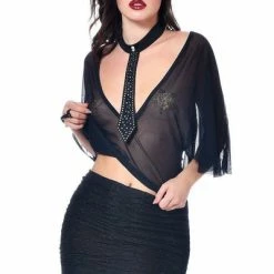 PATRICE CATANZARO Dominatrix Accessories Topaze Dominatrix Tie | Black Lycra